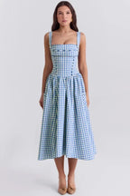 Vestido Midi · Rojo Cuadros Vichy