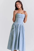 Vestido Midi · Rojo Cuadros Vichy