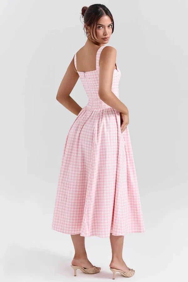 Vestido Midi · Rojo Cuadros Vichy