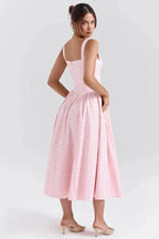 Vestido Midi · Rojo Cuadros Vichy