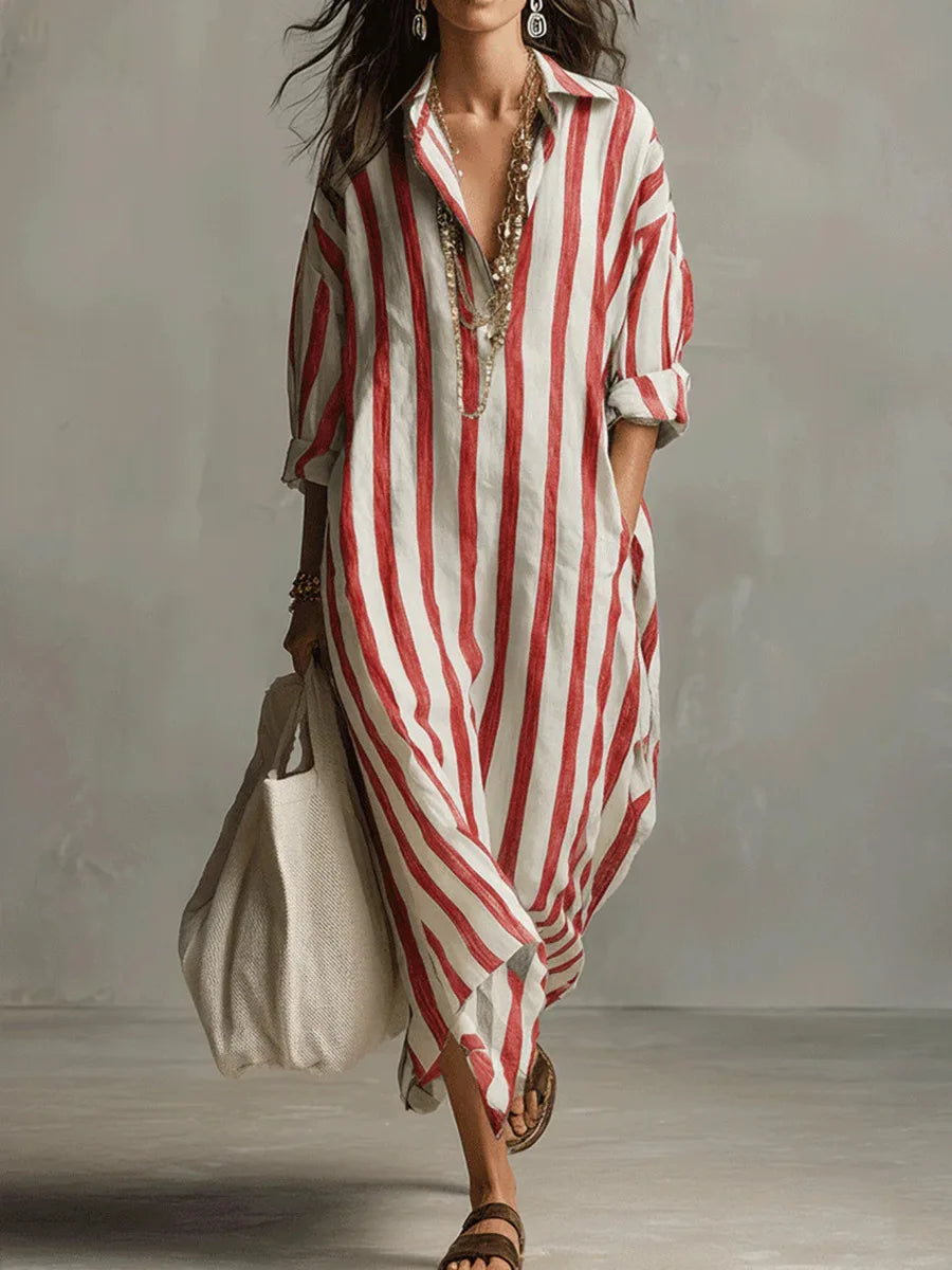 Vestido Camisero · Lino Rayas