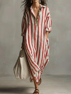 Vestido Camisero · Lino Rayas