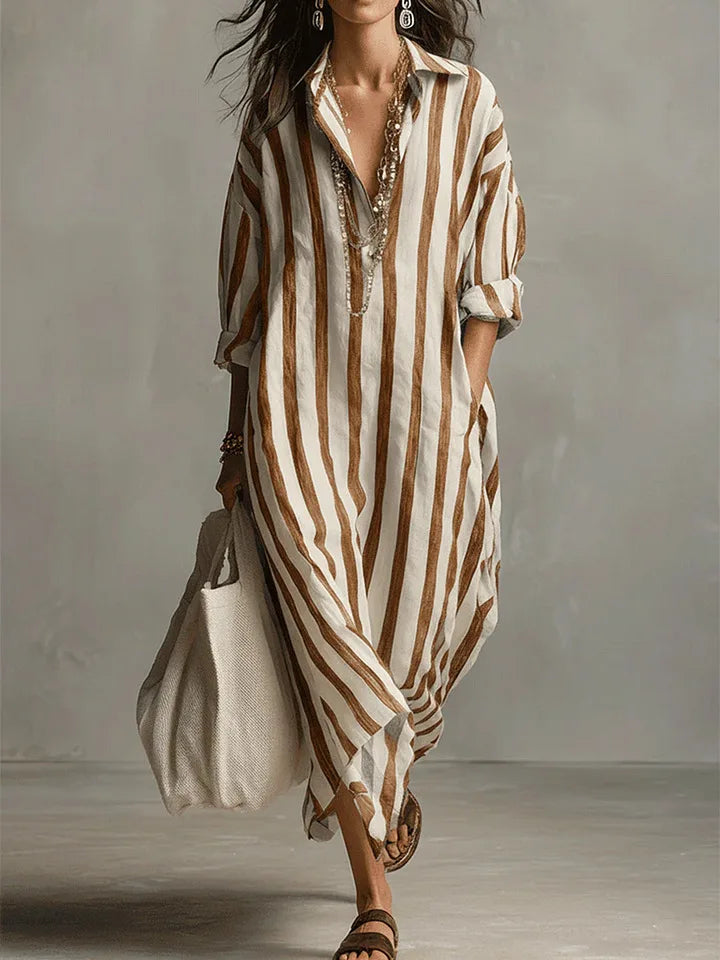 Vestido Camisero · Lino Rayas