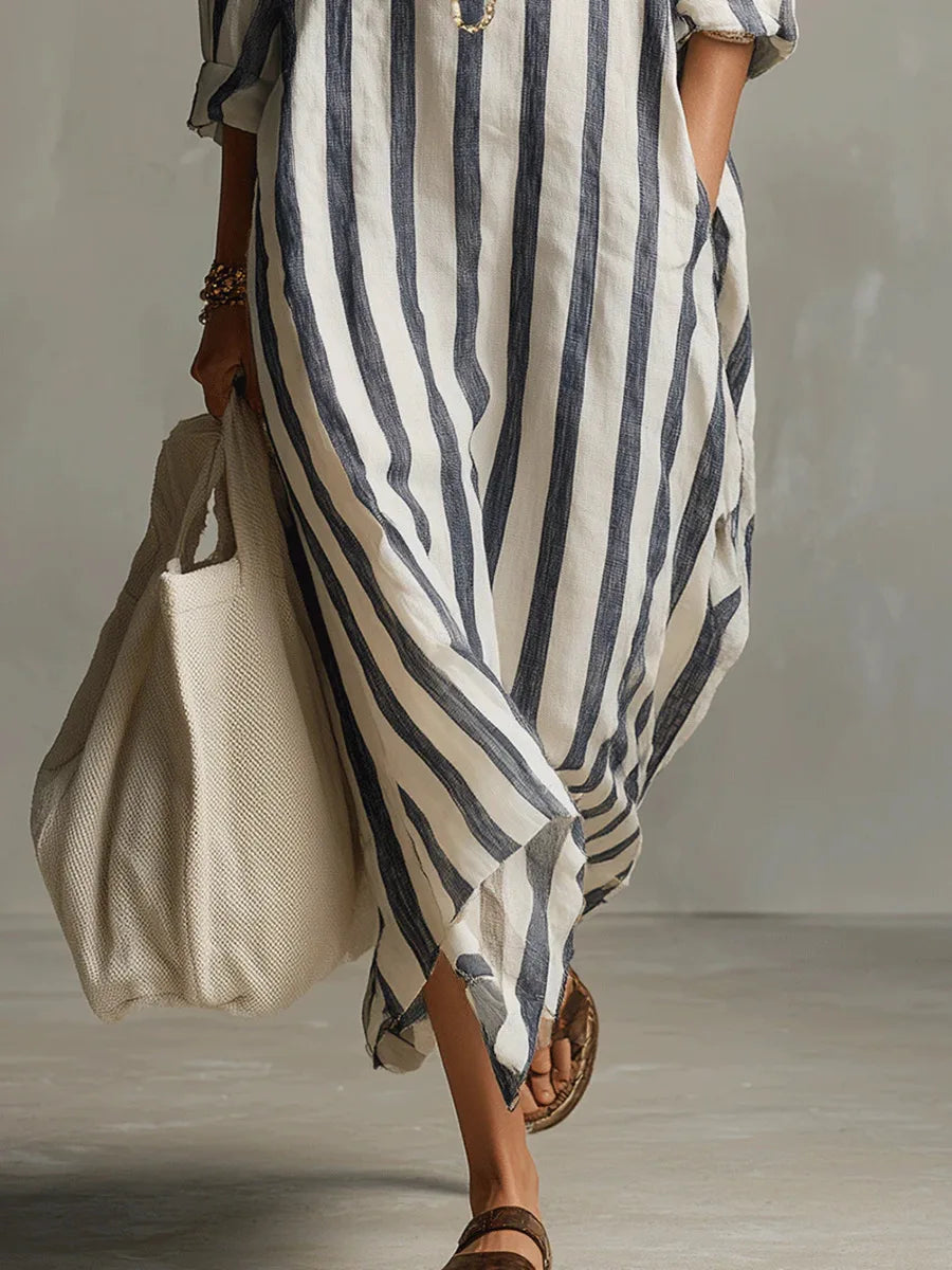 Vestido Camisero · Lino Rayas