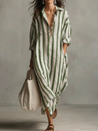 Vestido Camisero · Lino Rayas