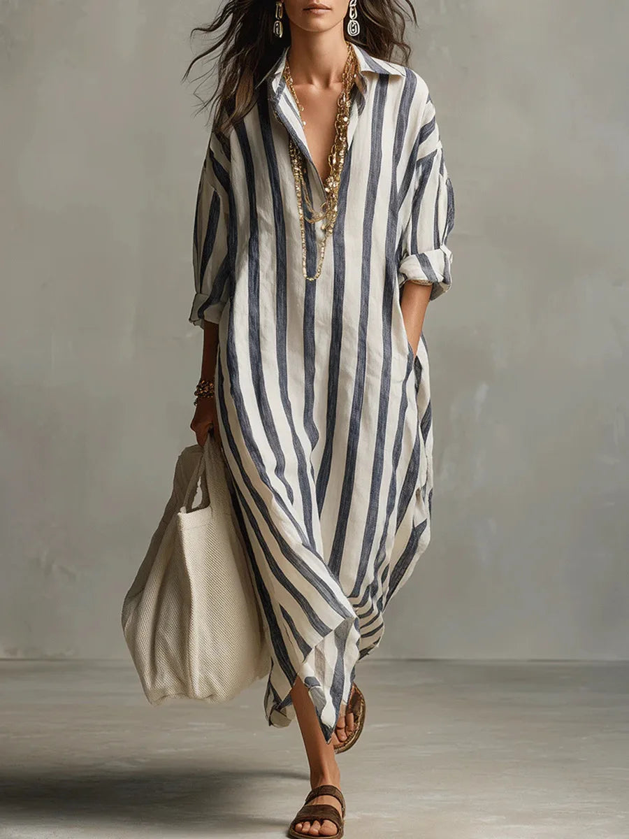 Vestido Camisero · Lino Rayas