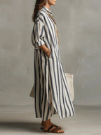 Vestido Camisero · Lino Rayas