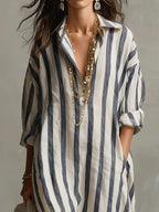 Vestido Camisero · Lino Rayas