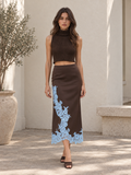 Falda Maxi Satinada con Encaje