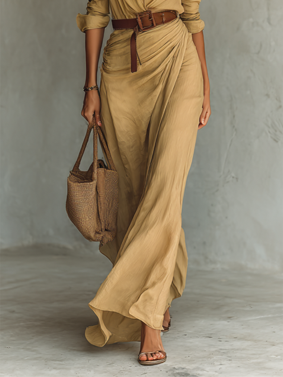 Vestido Camisero · Caqui con Cinturón