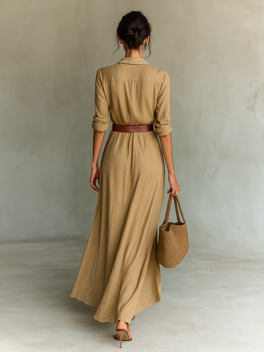Vestido Camisero · Caqui con Cinturón