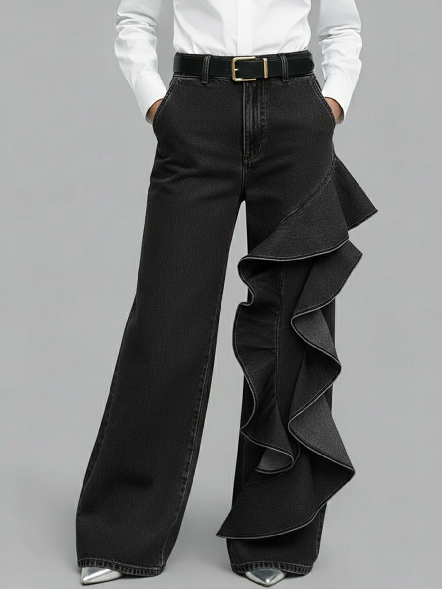 Siena | Jeans Wide Leg con Volante