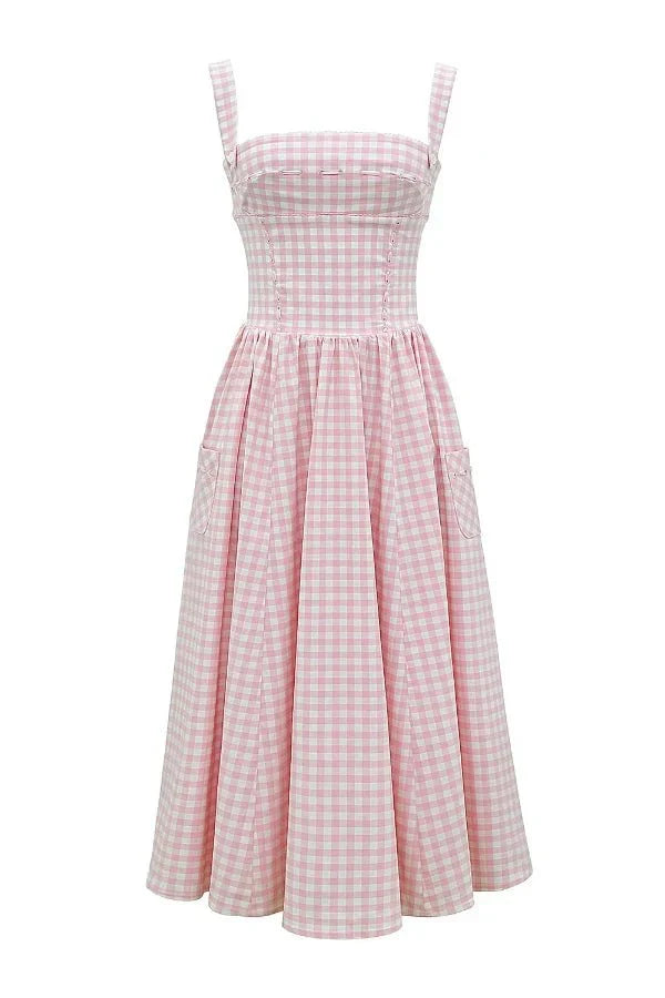 Vestido Midi · Rojo Cuadros Vichy