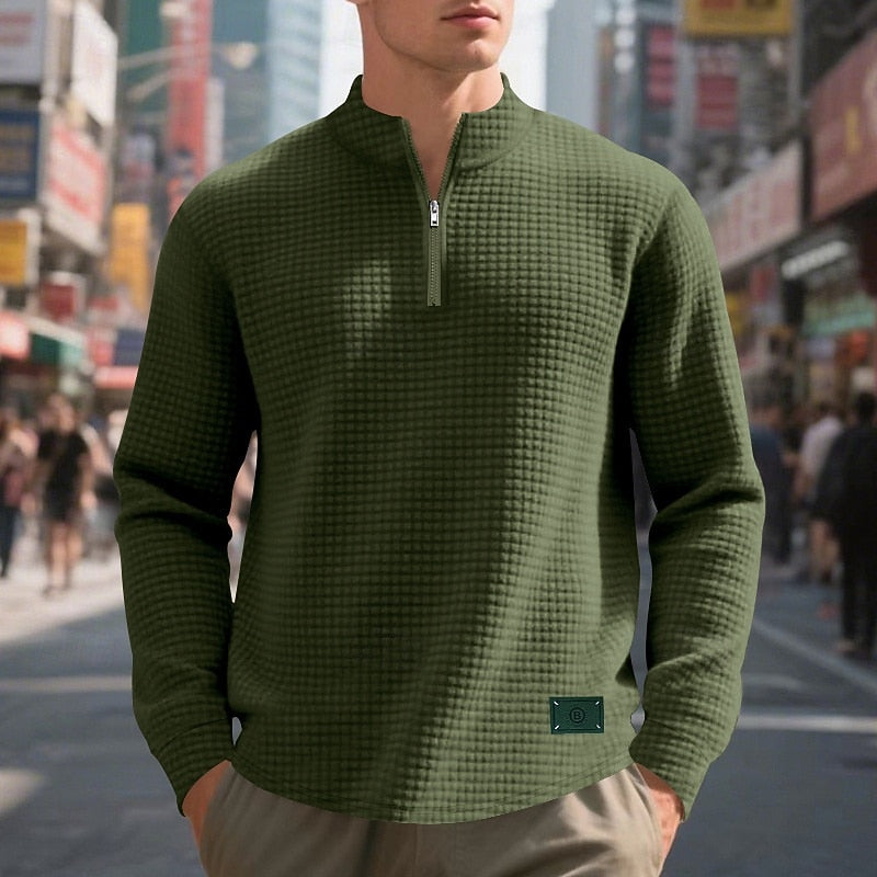 Sudadera · Rojo Texturizado Cuarto de Cremallera