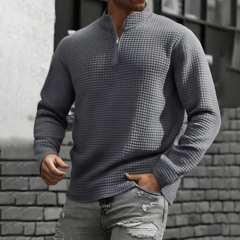 Sudadera · Rojo Texturizado Cuarto de Cremallera