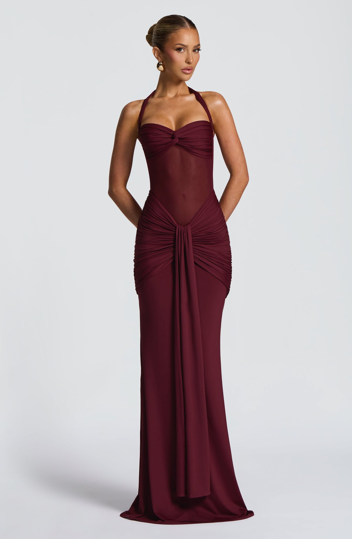 Vestido Largo · Rojo Cuello Halter