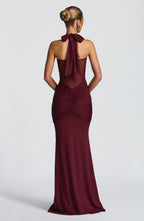 Vestido Largo · Rojo Cuello Halter
