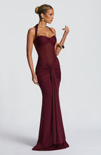Vestido Largo · Rojo Cuello Halter