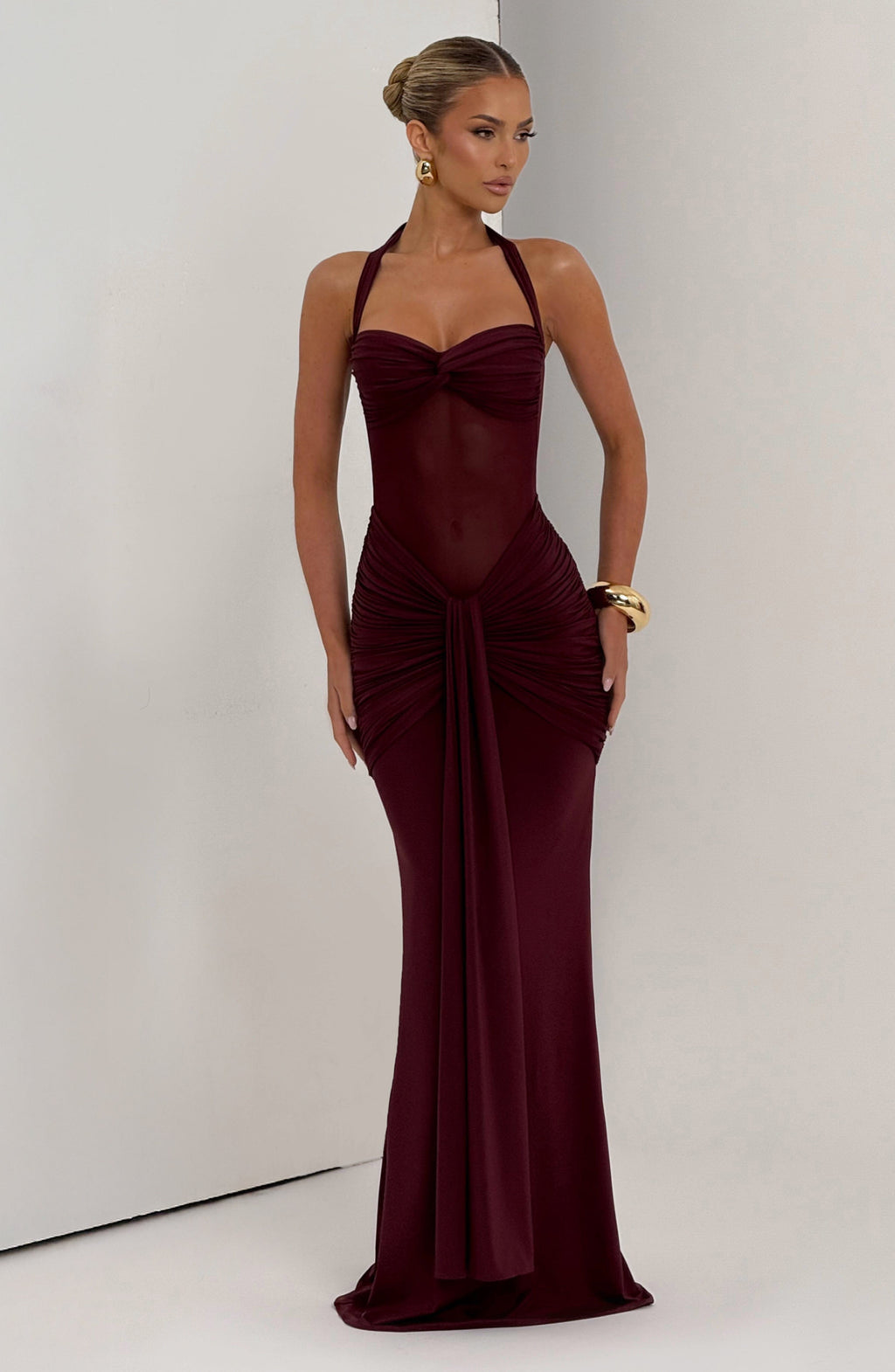 Vestido Largo · Rojo Cuello Halter