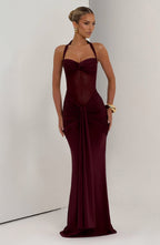 Vestido Largo · Rojo Cuello Halter