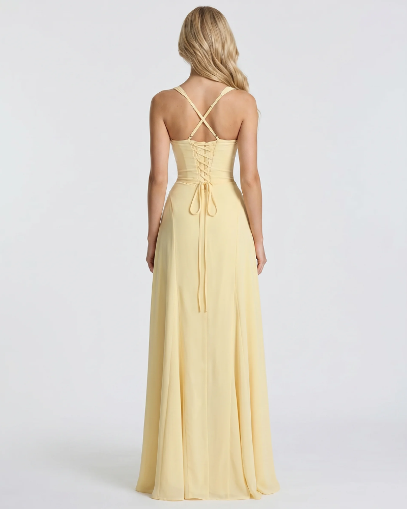 Vestido Largo · Amarillo Corsé
