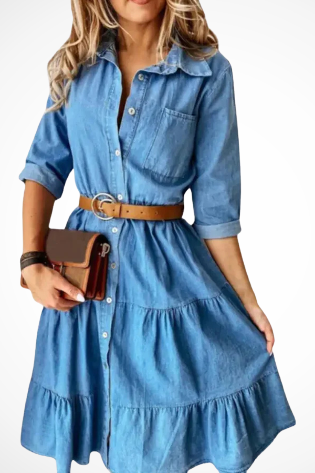 Vestido Camisero · Rojo con Cinturón