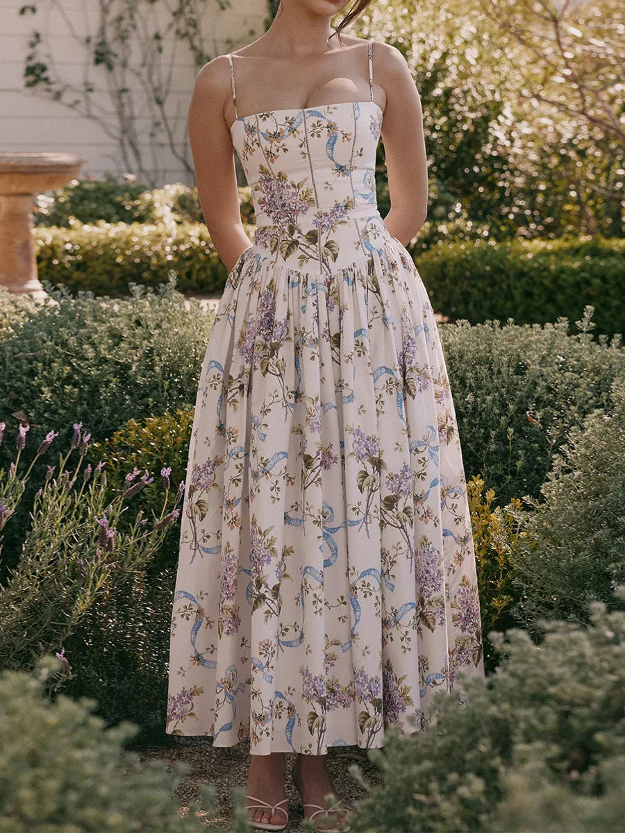 Vestido Midi · Floral Palabra de Honor