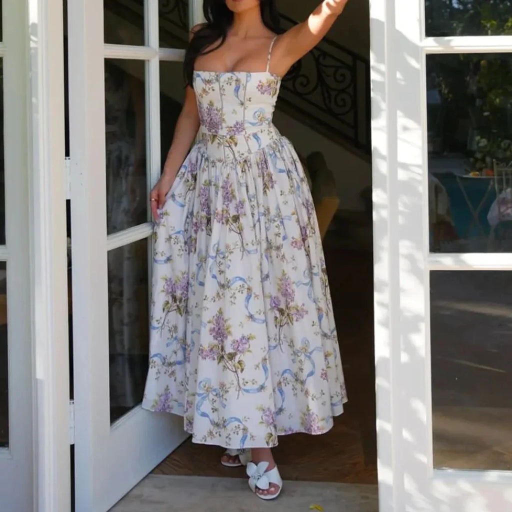 Vestido Midi · Floral Palabra de Honor