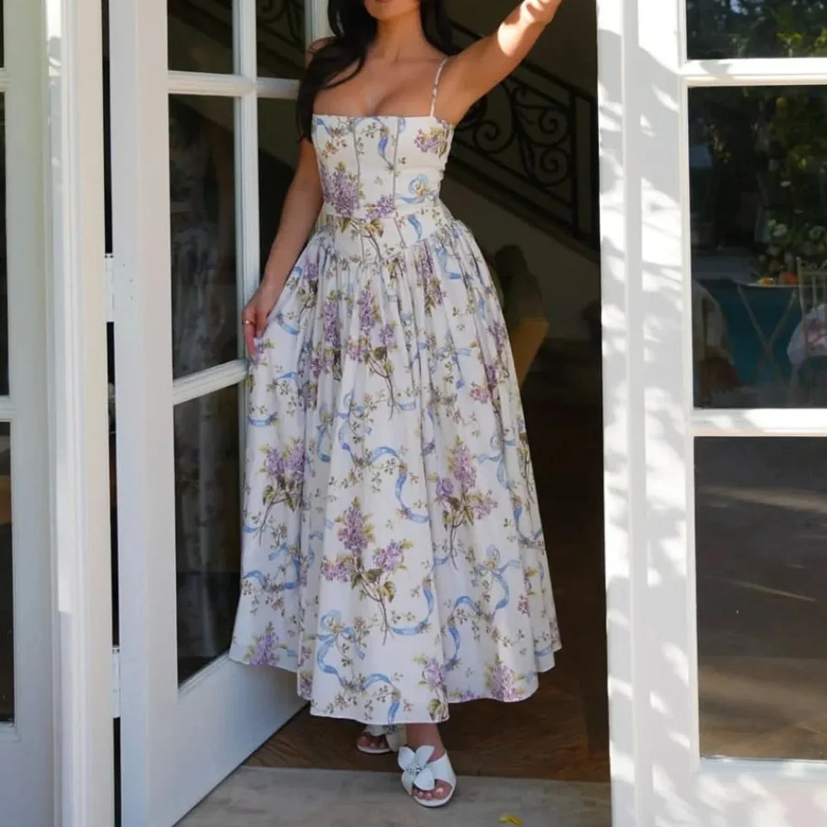 Vestido Midi · Floral Palabra de Honor