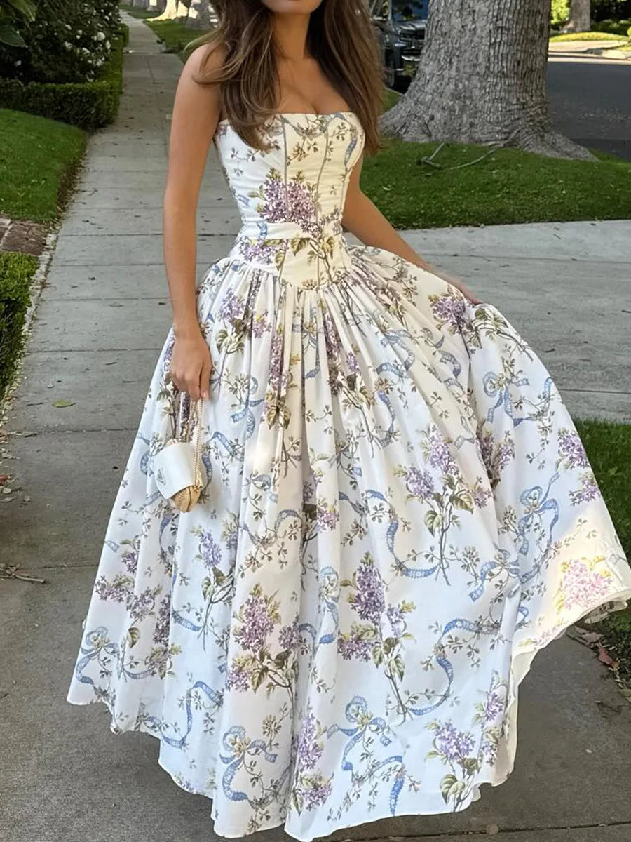 Vestido Midi · Floral Palabra de Honor