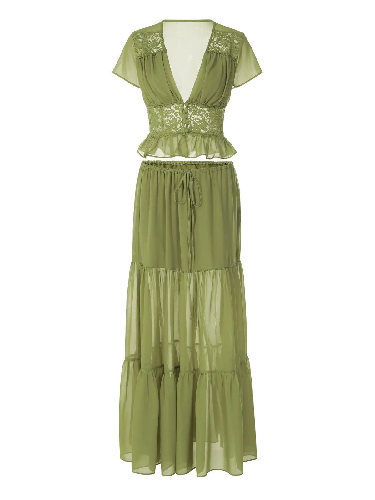 Conjunto · Verde Oliva Encaje