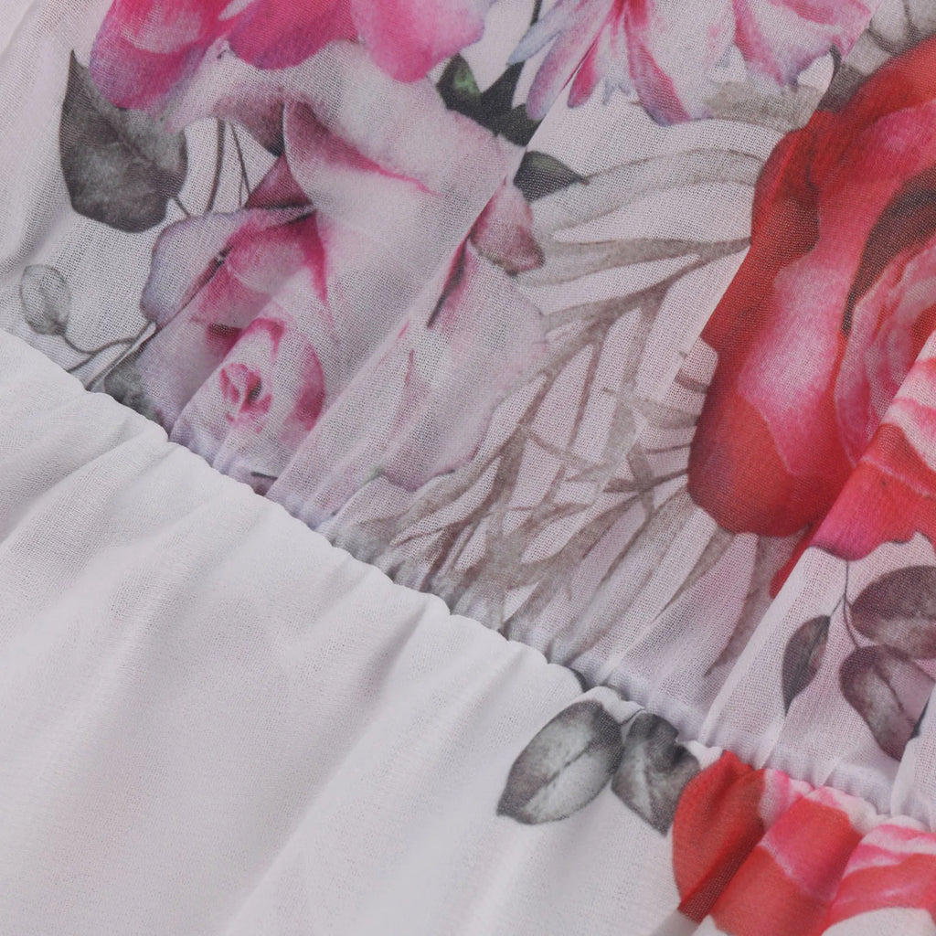 Vestido Corto · Gasa Floral Hombros Descubiertos