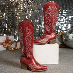 Botas Cowboy · Rojo Bordado
