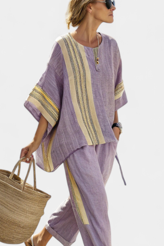 Conjunto · Lino Rayas Oversize