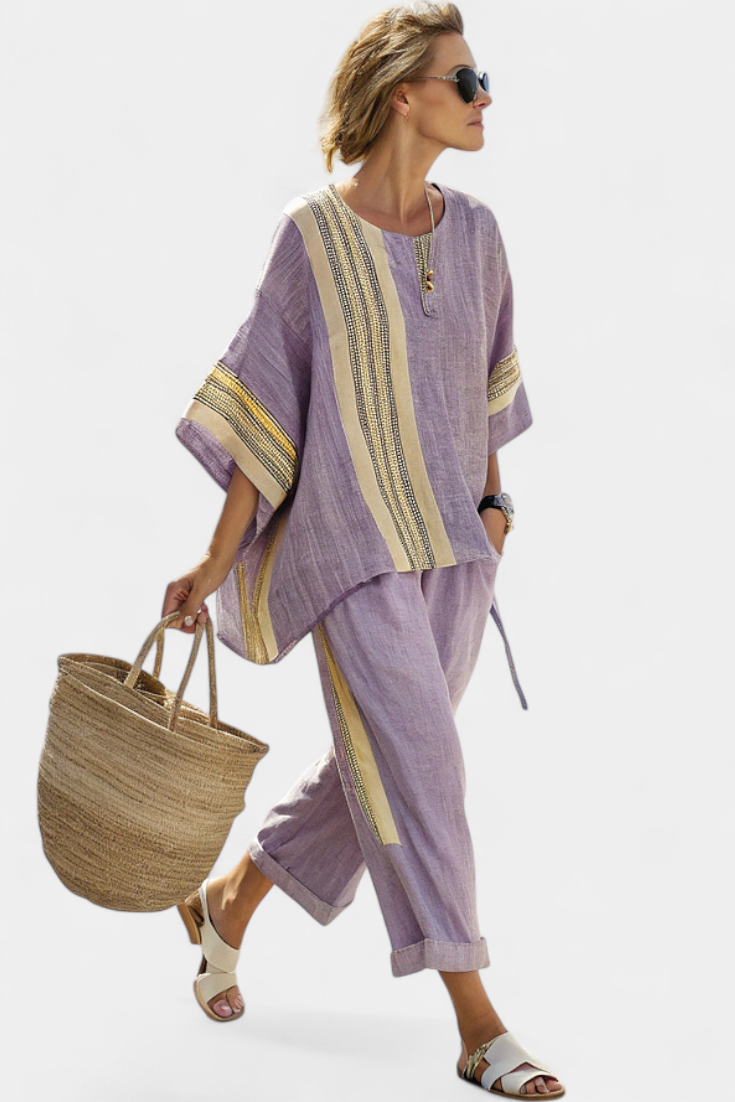 Conjunto · Lino Rayas Oversize