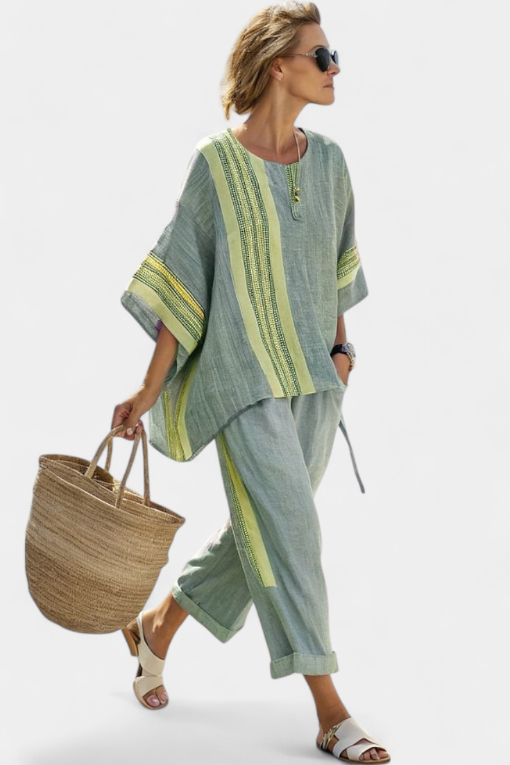 Conjunto · Lino Rayas Oversize