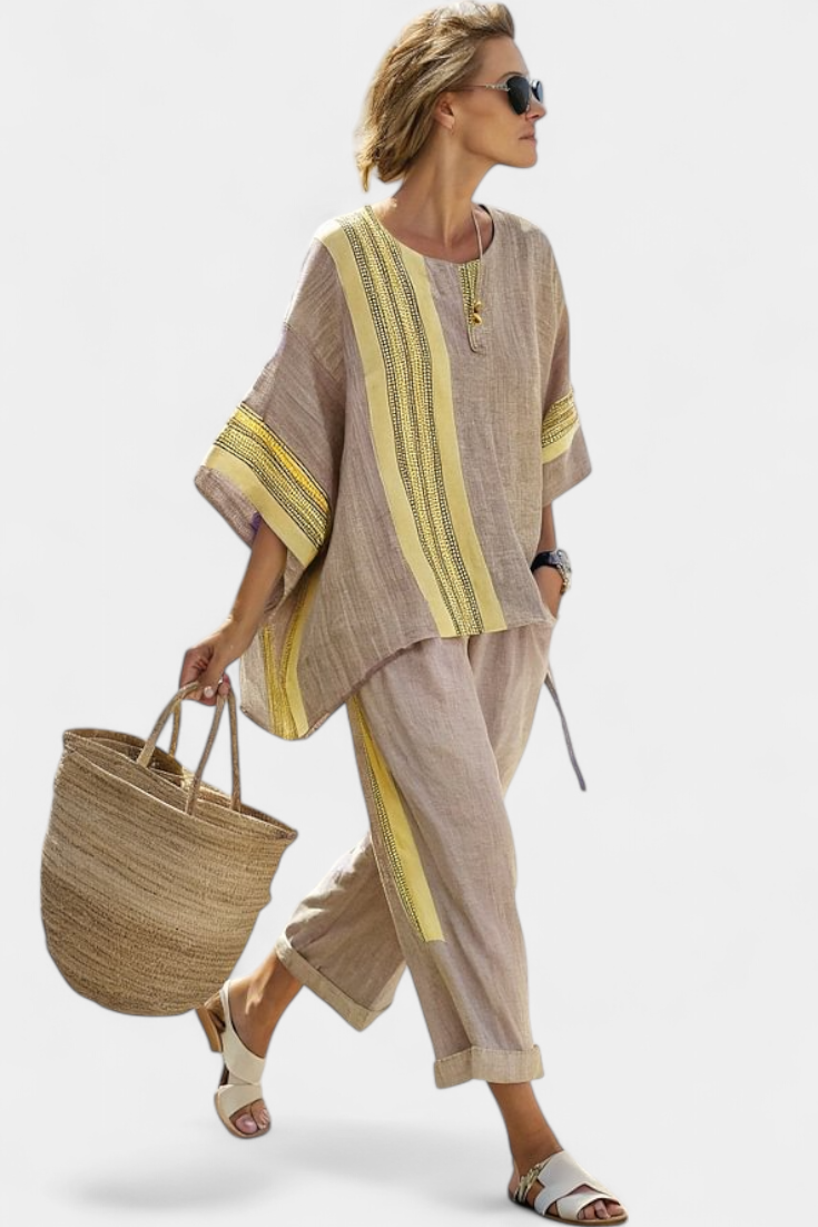 Conjunto · Lino Rayas Oversize