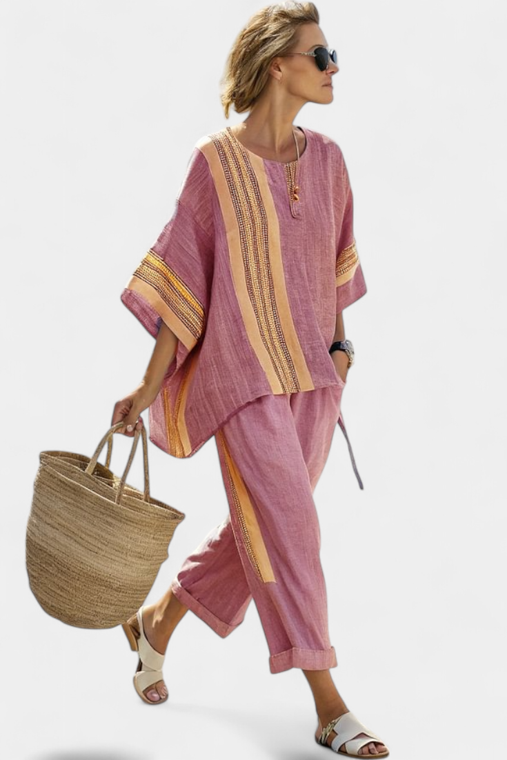 Conjunto · Lino Rayas Oversize