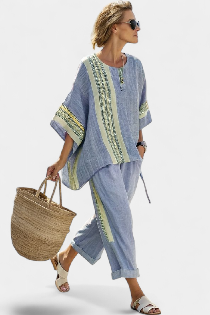 Conjunto · Lino Rayas Oversize