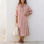Vestido Camisero · Rojo Rayas