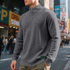 Sudadera · Rojo Texturizado Cuarto de Cremallera