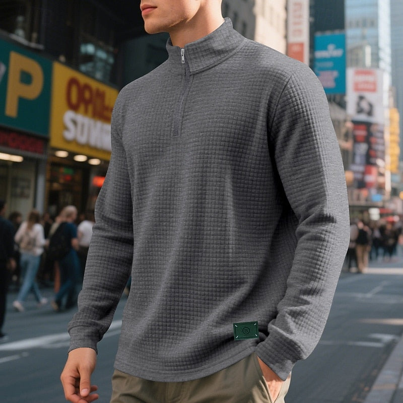 Sudadera · Rojo Texturizado Cuarto de Cremallera
